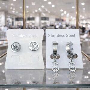 A pair of stainless steel earrings